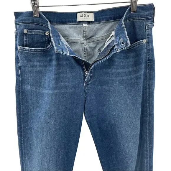 Agolde Sophie High Rise Crop Raw Hem Skinny Jeans Stretch Denim Size 31 Preppy